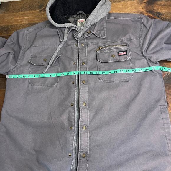 Dickies Water Repellent Duck Hooded Canvas Shirt Jacket Slate Grey Mens XL 46/48 - Picture 13 of 13